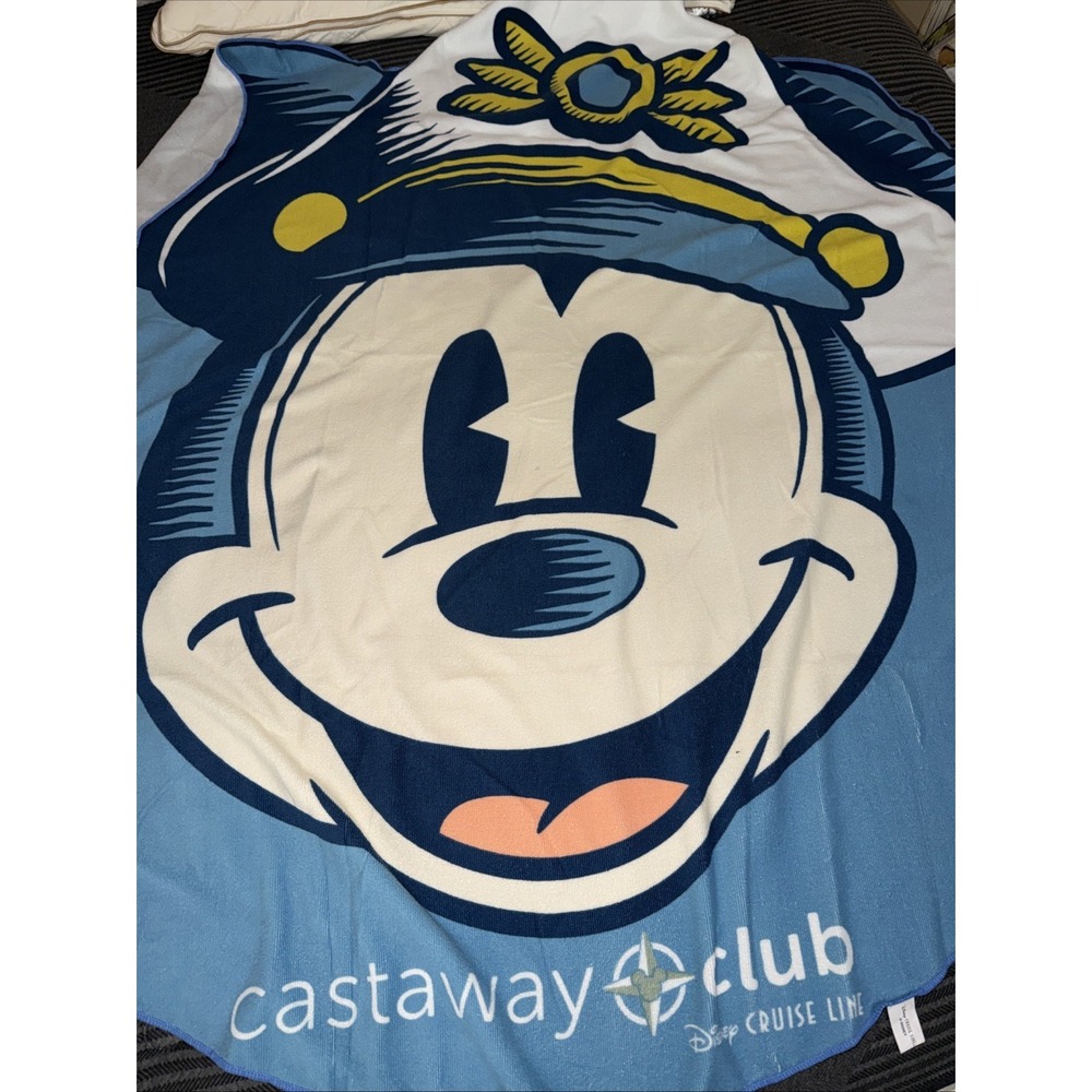 Disney‎ Cruise Line Beach Blanket Towel Captain Mickey Approx. 60" Castaway Club